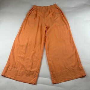 Stateside Orange Linen Blend High Rise Wide Leg Lounge Pant L
